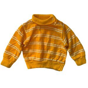 Vtg Penneys Yellow Sweater 70s Stripe Toddler Time Turtleneck Acrylic Top 1